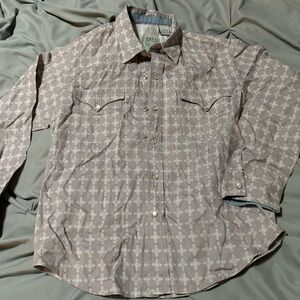 Kids Roper Taupe Geometric Button Down Shirt